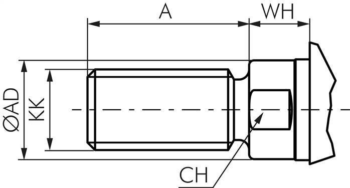 ISO 21287-Zylinder, einfachw., Kolben 100mm, Hub 15mm, Kolbenstange AG