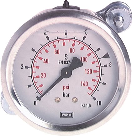 Glycerin-Einbaumanometer, 3kt-Frontring, 63mm, -1 bis 15 bar