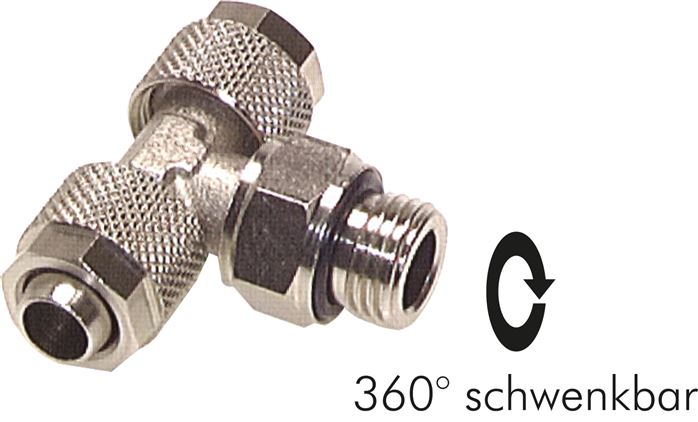 T-Drehverschraubung G 1/4"-6x4mm, Messing vernickelt