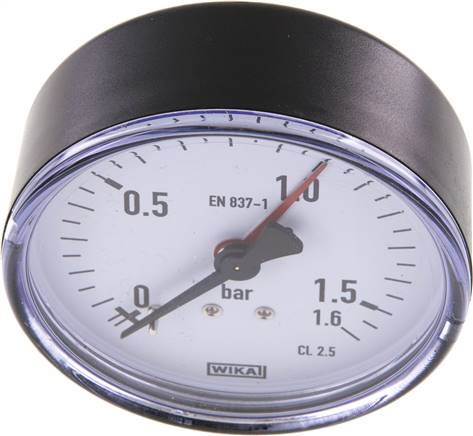 Manometer waagerecht, 80mm, 0 - 1,6 bar