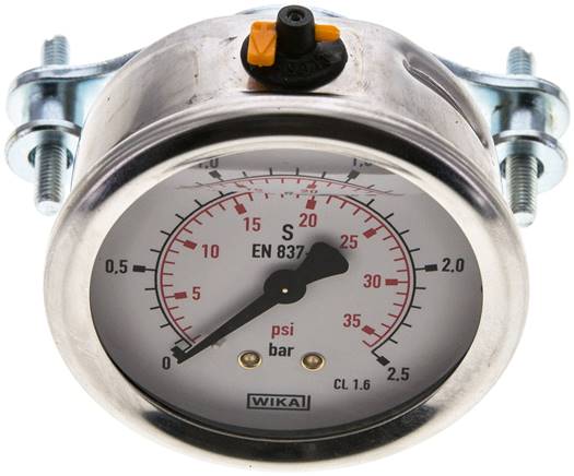 Glycerin-Einbaumanometer, 3kt-Frontring, 63mm, 0 - 2,5 bar