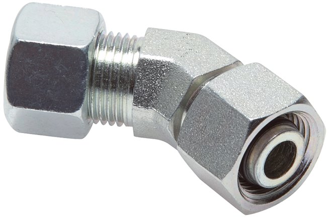Einstellb. 45°-Schneidringverschraubung 8 S (M16x1,5), Stahl verzinkt, mit Dichtkegel und O-Ring