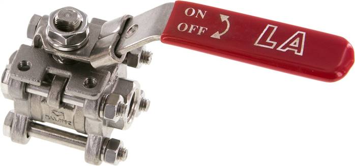 3-teiliger Edelstahl-Kugelhahn, NPT 1/4", 0 bis 63bar