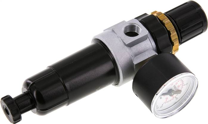 Mini-Filterregler G 1/4", 0,5 - 16 bar, Metallbehälter