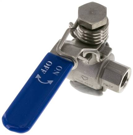 Edelstahl-Kugelhahn, Rp 1/4", -0,9 bis 63bar, federschließend