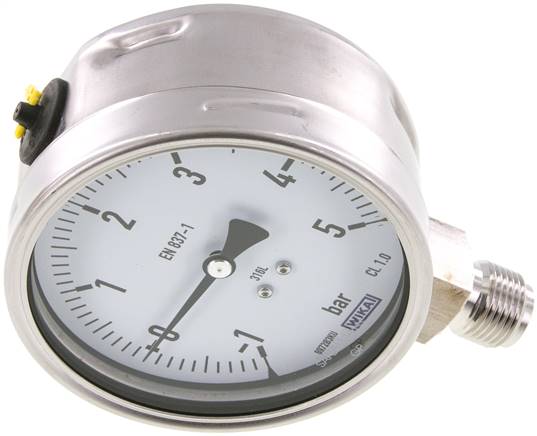 Chemie-Manometer senkrecht, 100mm, -1 bis 5 bar