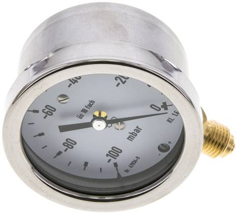 Manometer senkrecht 63mm, -100 bis 0 mbar, G 1/4"