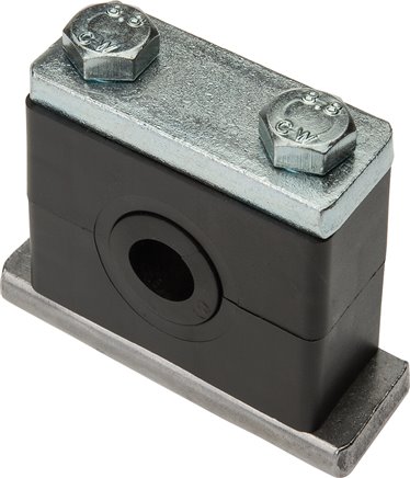 Rohrschelle (Elastomereinsatz) 83mm, Baugröße 6, schwere Baureihe, mit Anschweißplatte & Deckplatte