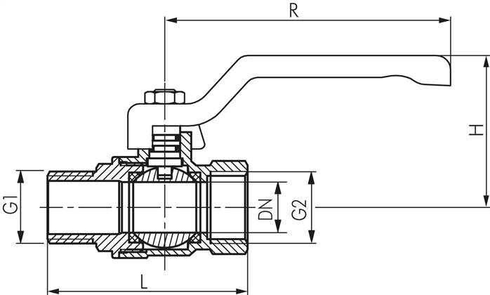 Messing-Kugelhahn, Eco-Line, R 1/2" / Rp 1/2", 0 bis 25bar -Eco-Line