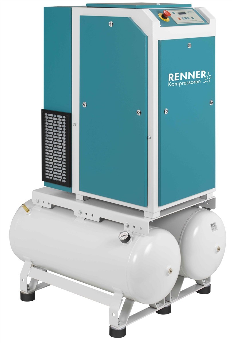 RENNER-Compressore RSDF-PRO 7,5 su serbatoio da 2x90 litri - compressore a vite con controllo di frequenza