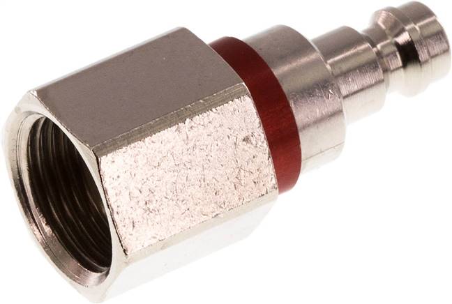 Kupplungsstecker (NW5) G 3/8"(IG), Messing vernickelt, rot