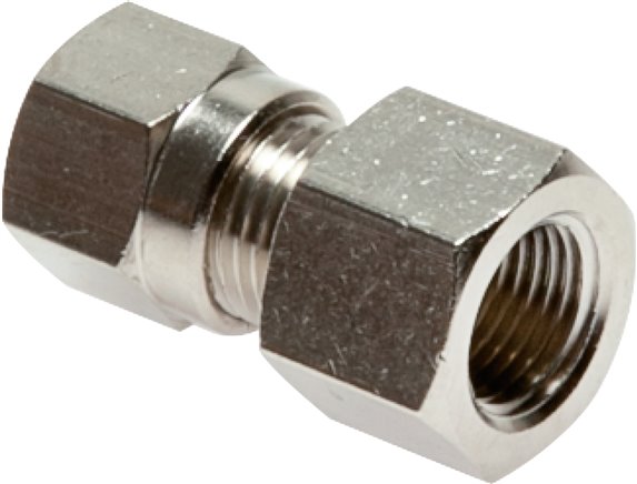 Aufschraub-Schneidringverschr. 10 L (M16x1,5)-G 1/4", Messing vernickelt