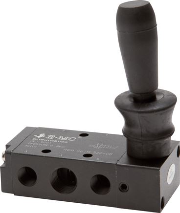 5/2-Wege Handhebelventil, Federrückstellung, G 1/4" (Abluft G 1/8")