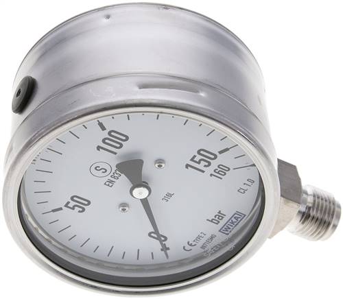 Sicherheits-Manometer senkrecht, 100mm, 0 - 160 bar