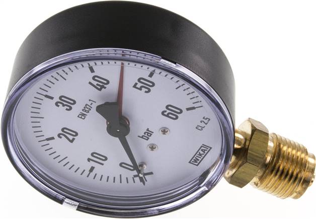 Manometer senkrecht, 80mm, 0 - 60 bar