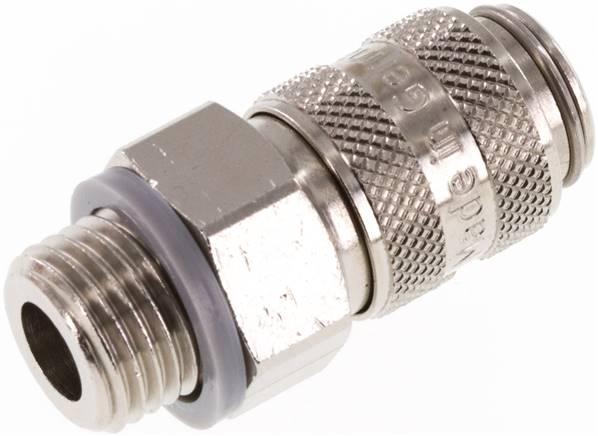 Schnellkupplung (NW5) G 1/4"(AG), Messing vernickelt, für Stecker beidseitig absperrend