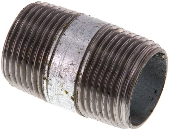 Rohrdoppelnippel R 3/4"-40mm, Stahlrohr ST 37 verzinkt