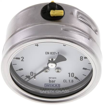 Chemie-Manometer waagerecht, 63mm, 0 - 10 bar