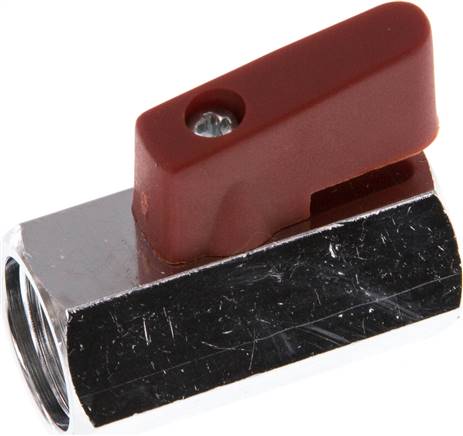 Messing-Minikugelhahn G 3/8" Innengewinde, PN 15, Knebelgriff