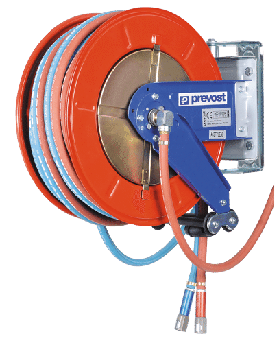 Prevost Schlauchaufroller 15 m für Gas mit Kupplung, offene Trommel DGO1015SIC