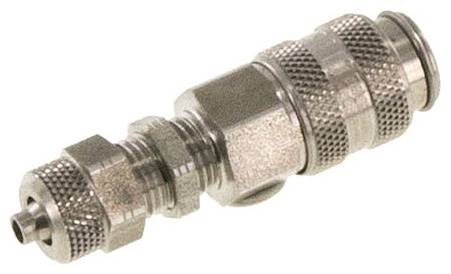 Schott-Schnellkupplung (NW5) 6x4mm Schlauch, Edelstahl, für Stecker beidseitig absperrend