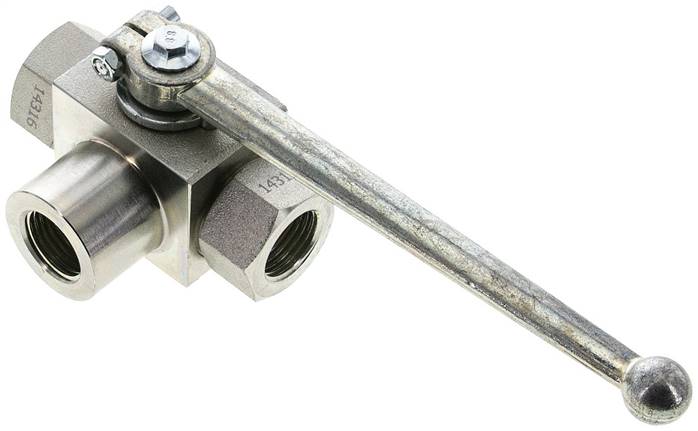 Hochdruck-3-Wege Kugelhahn, T-Bohrung, G 1/2", 0 bis 500bar