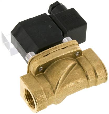 2/2-Wege Messing-Magnetventil G 1/2", -0,95 - 12 bar, stromlos geschlossen (NC) 12V=, Dichtung FKM