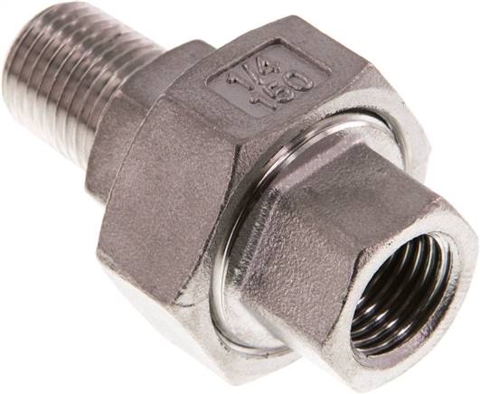 Verschraubung kon. dichtend, Rp 1/4"/R 1/4" (IG/AG), Edelstahl