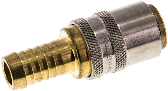 Temperier-Schnellkupplung (gerade) 13mm Zapfen, 13 (1/2")mm Schlauch, ohne Ventil mit Entriegelungssicherung
