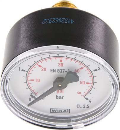 Manometer waagerecht (KU/Ms), 50mm, 0 - 4 bar, G 1/4"