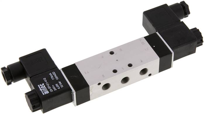 5/3-Wege Magnetventil, G 1/8", Mittelstellung entlüftet, 230 V AC, NW 6, 3-8bar