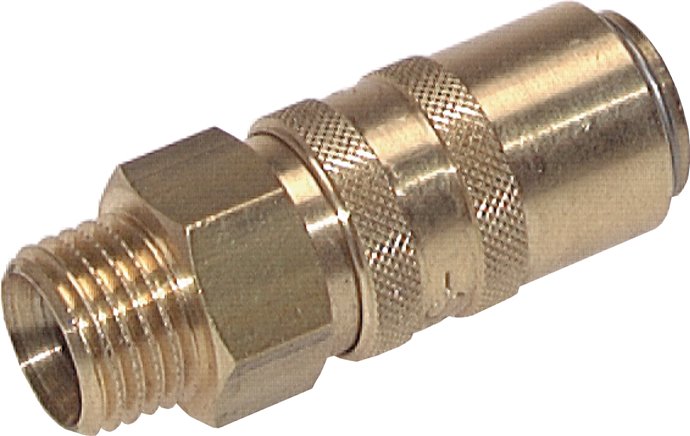 Temperier-Schnellkupplung 9mm Zapfen,M 14x1,5(AG), Messing, für Stecker beidseitig absperrend