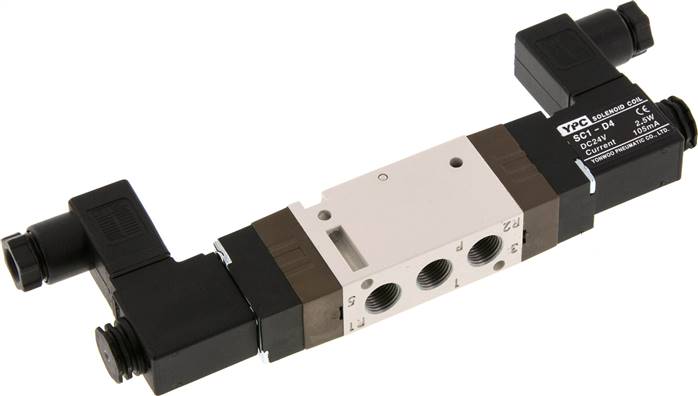 5/2-Wege Magnetventil, G 1/8", Impulsventil, 24 V AC, Norm-Stecker Grösse 0