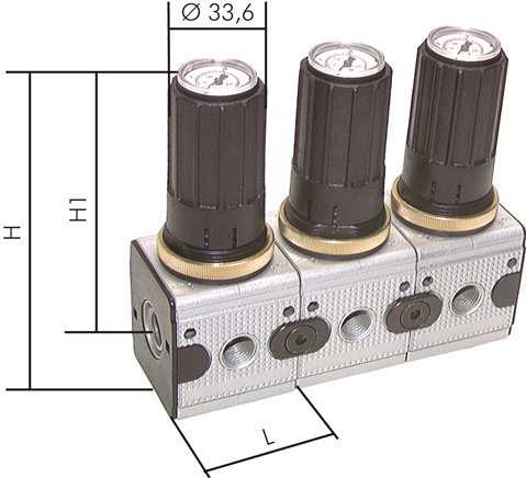MULTIFIX Manometerregler, Reihenmontage, G 1/4", Multifix 1  0,1-3 bar