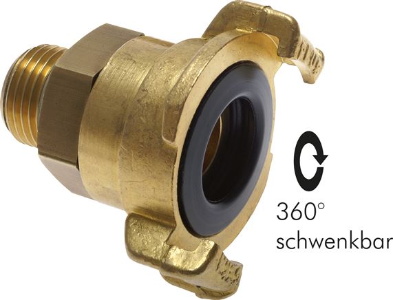 GK-Schlauchkupplung,G 1"(AG), drehbar, Messing, 25 bar