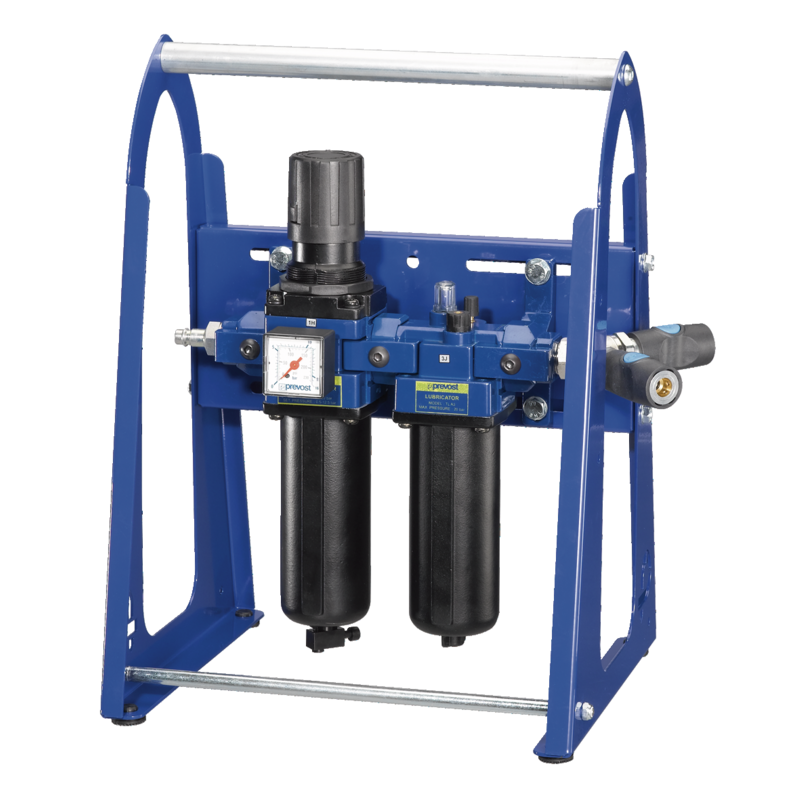 Prevost Filter-Manometer, Regler und Öler mit einem Träger - Mitteldruckbereich Profil = European 7,4 mm