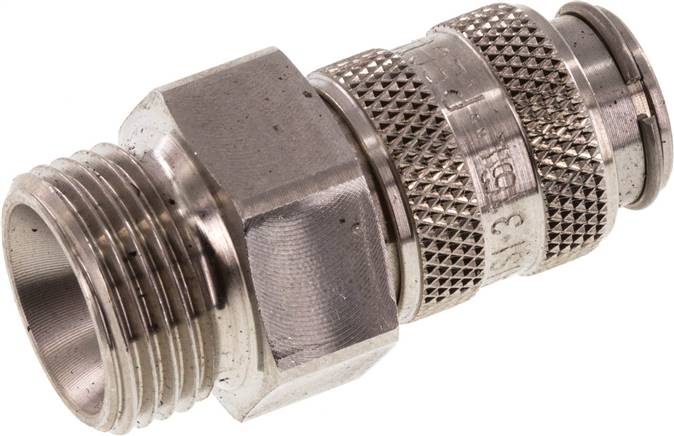 Schnellkupplung (NW5) G 3/8"(AG), 1.4404, für Stecker beidseitig absperrend