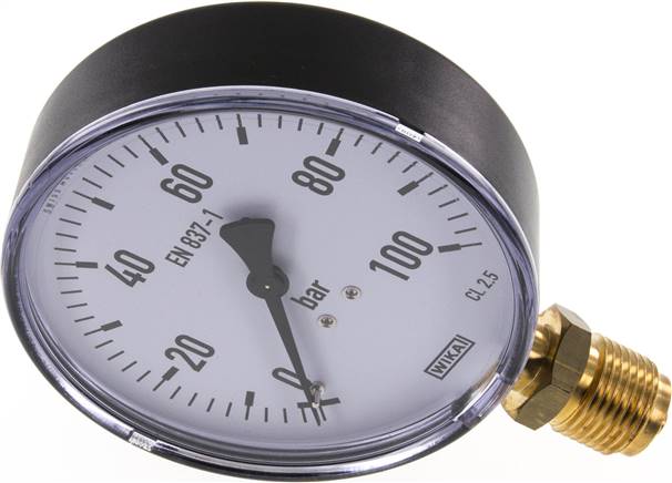 Manometer senkrecht, 100mm, 0 - 100 bar