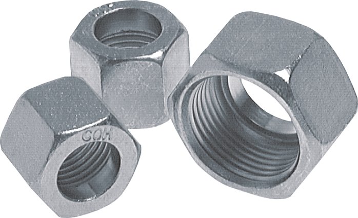 Überwurfmutter DN10, G 1/2", Bohrung 13,5mm, Stahl verz