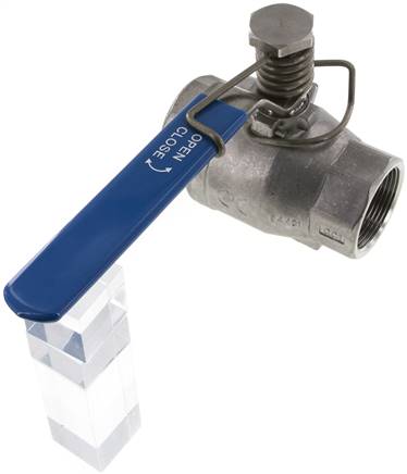 Edelstahl-Kugelhahn, Rp 1-1/2", -0,9 bis 40bar, federschließend