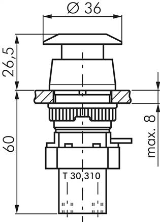 3/2-Wege Pilztaster-Ventil, schwarz (22,5mm), M5