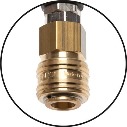 PUR-Spiralschlauch 8 x 5mm mit Kupplung, 7,5mtr. Arbeitslänge, NW 7,2