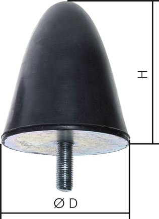 Gummi-Metall-Puffer, parabolisch, M 16 x 42