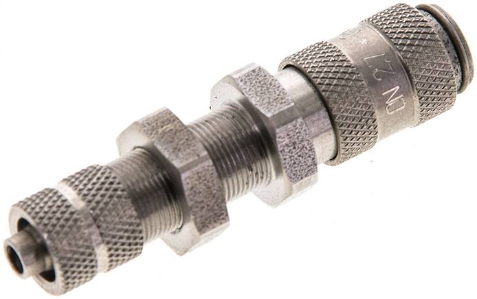 Schott-Schnellkupplung (NW2,7) 6x4mm Schlauch, Edelstahl, für Stecker beidseitig absperrend