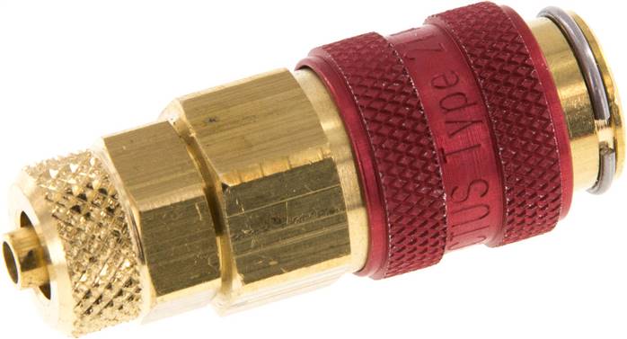 Schnellkupplung (NW5) 6x4mm Schlauch, Messing, rot