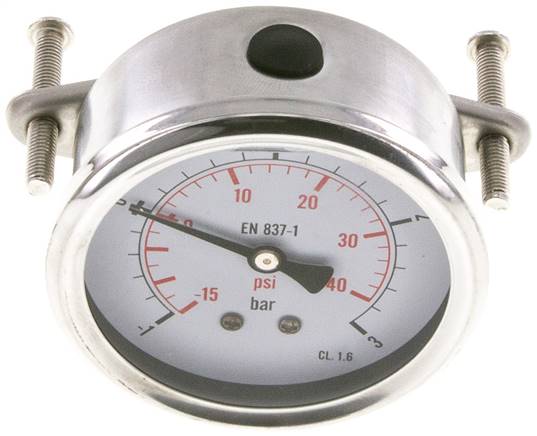 Glycerin-Einbaumanometer, 3kt-Frontring, 63mm, -1 bis 3 bar -Eco-Line