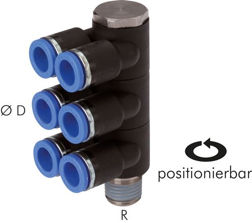 Steck-Mehrfachverteiler, 6-fach R 1/2"-10mm, IQS-Standard