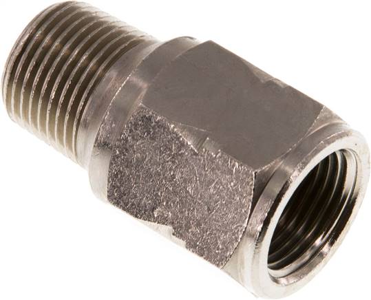 Mini-Rückschlagventil R/Rp 3/8" (AG/IG), Messing vernickelt, Dichtung FKM