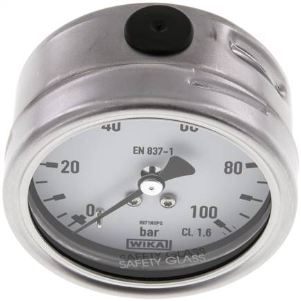 Chemie-Manometer waagerecht, 63mm, 0 - 100 bar