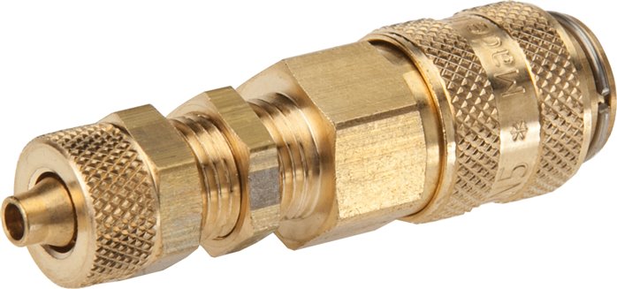 Schott-Schnellkupplung (NW5) 8x6mm Schlauch, Messing, für Stecker beidseitig absperrend